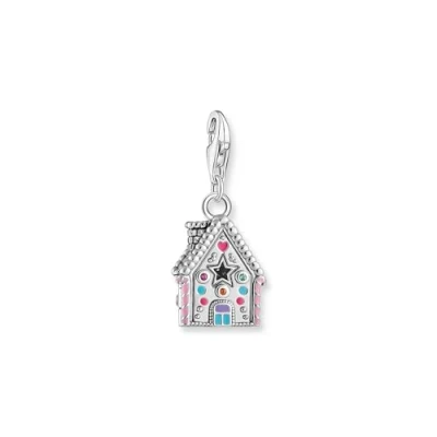 Image of Thomas Sabo Women Charm Pendant 925 Sterling Silver, Blackened, 18K Yellow Gold Plating, Cold Enamel 2058 340 7