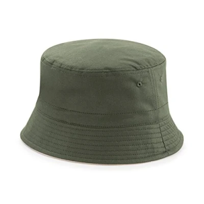 Image of Beechfield Unisex Reversible Bucket Hat French Olive Green/Stone L/XL
