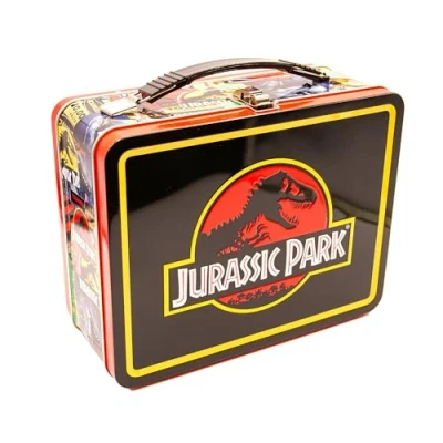 Image of AQUARIUS Jurassic Park Fun Box Sturdy Tin Storage with Plastic Handle &amp; Embossed Front Cover Officially Licensed Merchandise Collectible Gift (48289)