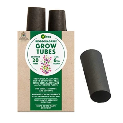 Image of VITAX 6GT1 Biodegradable Grow Tubes, Black, 5.5 x 11.5 22 cm