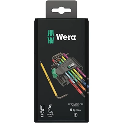 Image of Wera 967SPKL/9BO Multicolour TX key set, TX8 TX40, 9pc, 05073599001