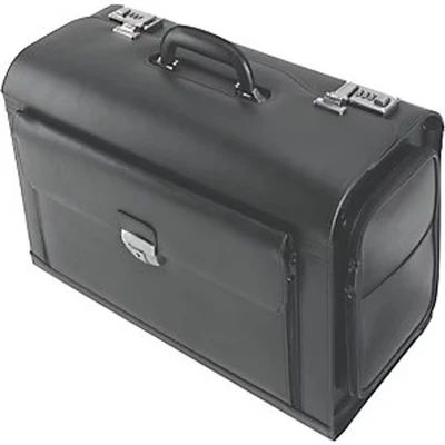 Image of Alassio 949728 Black Leather Pilot Briefcase