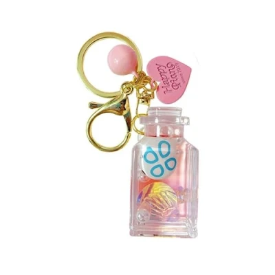 Image of ZDHC Square Bottle Octopus Quicksand Keychain Kawaii Liquid Floating Ocean Animal Key Chain Car Bag Pendant Keyring Gifts