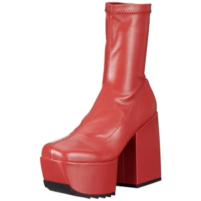 Image of LAMODA Women&#039;s Pretty Please Mid calf boot, Red PU, 4 UK
