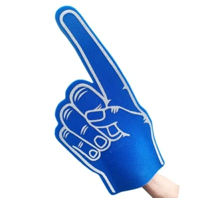 Image of Palm Printed Giant Foam Hand Pointy Finger Blue