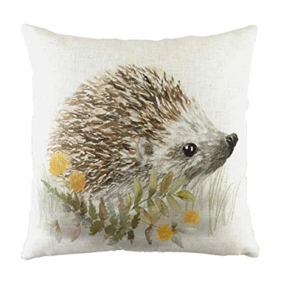 Image of Evans Lichfield Woodland Hedgehog Cushion Cover, White, 43 x 43cm