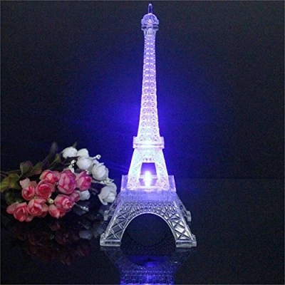 Image of Aliciashouse Mini Color Changing Eiffel Tower Night Light LED Table Lamp Desk Bedroom Decor 25cm
