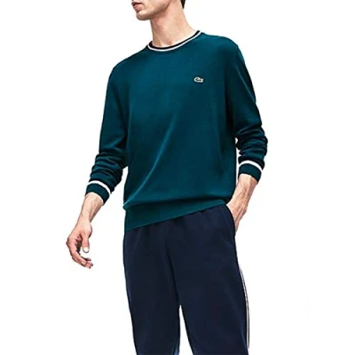 Image of Lacoste Logo Mens Green Sweater Cotton Size 2XL
