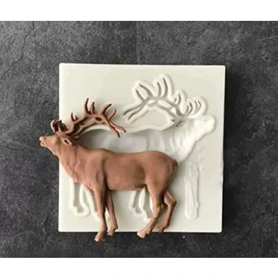 Image of TTOA Christmas Reindeer Silicone Fondant Mould Sugar Craft Cake Decorating Non Stick