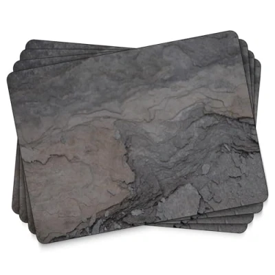 Image of Pimpernel 40.1 x 29.8cm MDF with Cork Back Midnight Slate Placemats, Set of 4, Multi Colour