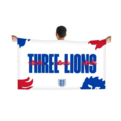 Image of Hy Pro Officially Licensed England FA 5&#039; x 3&#039; Three Lions Cape Flag Flag, Euro 2024
