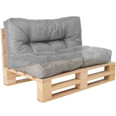 Image of bananair Pallet Cushions Outdoor Water Repellent &amp; UV Resistant Fabric Highly Comfortable Foam Padded Garden Furniture (Versatile Seat/Backrest Cushion 120x60 cm, Grey)
