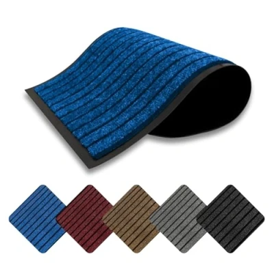 Image of Domats Non Slip Rubber Door Mat Heavy Duty Washable Entrance Rug Super Absorbent Waterproof Pvc Backing Indoor &amp; Outdoor Doormats Matts for Home Office Commercial Use(Blue 120x180)