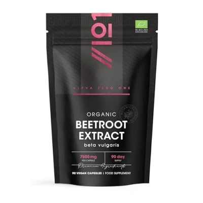 Image of Organic Beet Root Extract 7500mg 90 Vegan Capsules Potent Beta Vulgaris Supplement 3 Months Supply Resealable and Recyclable Pouch by Alpha01