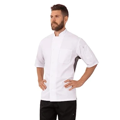 Image of Chef Works Men&#039;s Valais Coat s Jacket, White W/Gray Contrast, M UK