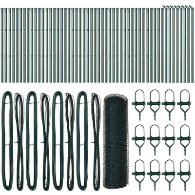 Image of vidaXL Hexagon Fence Green 0.4x100 m Steel