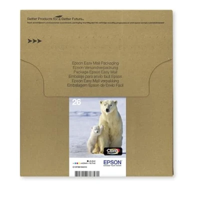 Image of Epson 26 Polar Bear Genuine Multipack, Eco Friendly Packaging, 4 colours Claria Premium Ink Cartridges