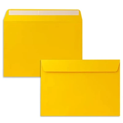 Image of 50x envelopes DIN C5 honey yellow (yellow) 16.2 x 22.9 cm self adhesive elegant for large invitations and cards birthdays or weddings