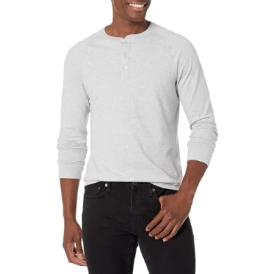 Image of Amazon Essentials Men&#039;s Slim Fit Long Sleeve Henley Shirt, Light Grey Heather, S