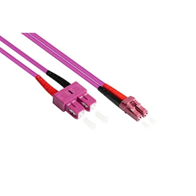 Image of Good Connections LWL Duplex Patch Cable LC to SC Multimode 50/125 Inch Fibre Optic orange OM4 Violett/Pink 5 m