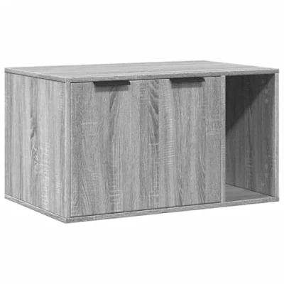 Image of vidaXL Hidden Cat Litter Box Enclosure/House Grey Sonoma Engineered Wood 80x50x45 cm Multi Functional as Side Table/Cabinet Customizable Door Position