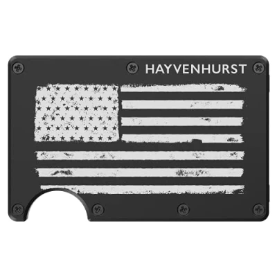 Image of Hayvenhurst Slim Minimalist Front Pocket RFID Blocking Metal Wallets for Men with Money Clip, Patriot, S,