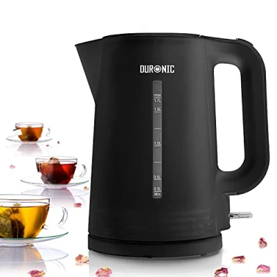 Image of Duronic Electric Kettle EK17 Cordless Kettles Hot Water Boiler Electrical Heating with Fast Boil Dry Protection Quiet Electronic Kitchen for Boiling Tea Coffee Chocolate Soup, Black