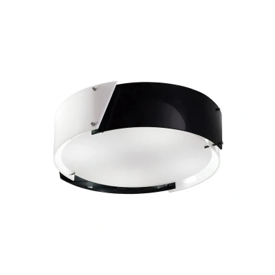 Image of Dakota Flush Ceiling Small 4 Light E27 Polished Chrome/Black &amp; White Acrylic