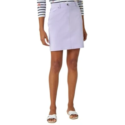 Image of Roman Stretchy Skirt for Women UK Ladies Pencil Jersey Pull On Summer Spring Knee Length Straight Bengaline Denim Elastic Waist Fitted Casual Smart Work Office Split Detail Lilac Size 20