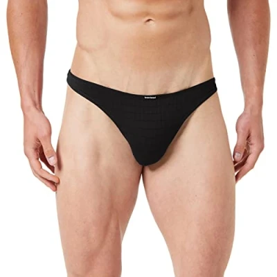 Image of bruno banani Men&#039;s String Check Line 2.0 Tangas, Black (Black Chequered 125), S