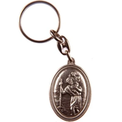 Image of st Christopher Saint Medal Keyring. Travellers Charm Medal.