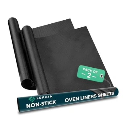 Image of Large Heavy Duty Oven Liner (2 Pack) Teflon Liners for Bottom of The Gas, Electric and Fan Assisted Ovens Reusable Non Stick Mats Sheets BPA Free