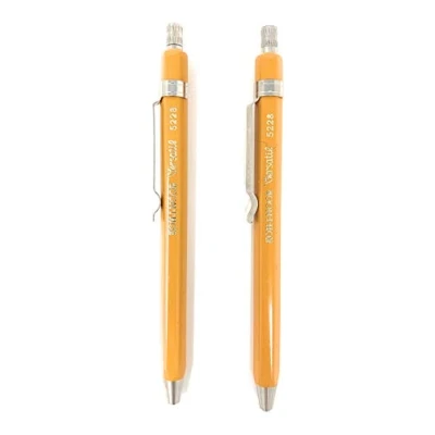Image of KOH I NOOR Versatil 5228 Set of 2, Metal Mechanical Pencils with Sharpener, Lead 2mm yellow