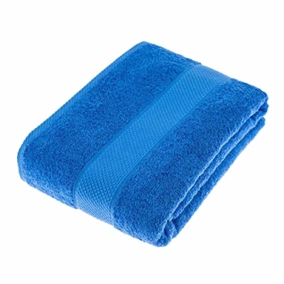 Image of HOMESCAPES Blue Turkish Cotton Bath Sheet Super Soft Thick &amp; Absorbent 500 GSM Towel Heavy Weight for everyday Luxury
