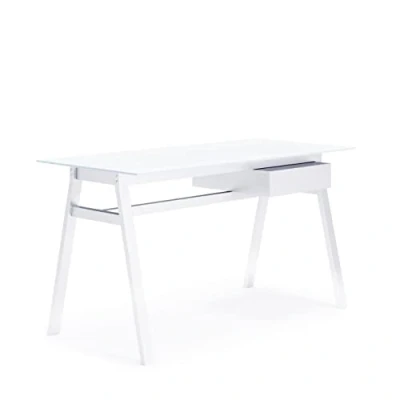 Image of Dorel Home Desk, Metal, White, 76 x 140 65 cm