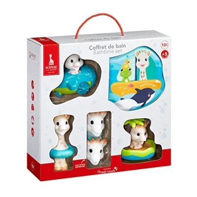 Image of Sophie la girafe Bath Set 5 Activities: Net, Book and Toys Learning Games for Children Ages 10 Months Above
