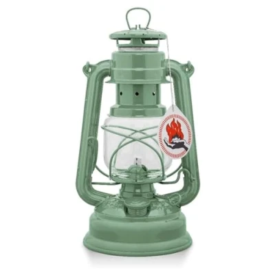 Image of Feuerhand 276 Outdoor Hurricane Oil Lantern German Made Since 1893, Paraffin Lamp with Galvanized Steel, Rust Resistant Kerosene, 300ml Tank, 20 Hour Burn, Safe Hanging or Table Use, Sage Green
