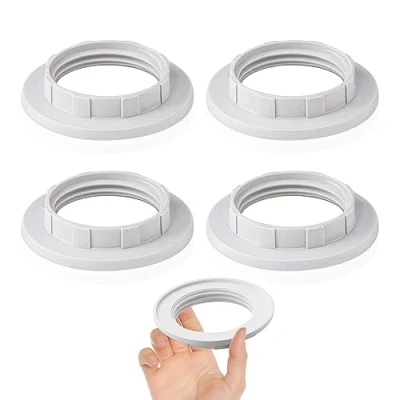 Image of E14 Lamp Shade Reducer Ring, Plastic Screw Bulbs Holder Twist Lock Socket Replacement Light Fitting Lampshade Washer Adaptor Converter,Pack of 4(White)