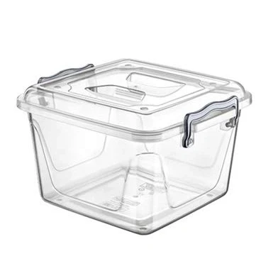 Image of Clear Plastic Storage Box with Lid Kitchen Pantry Food Pasta Flour Cereal Stackable Container Tub (6 Litre)