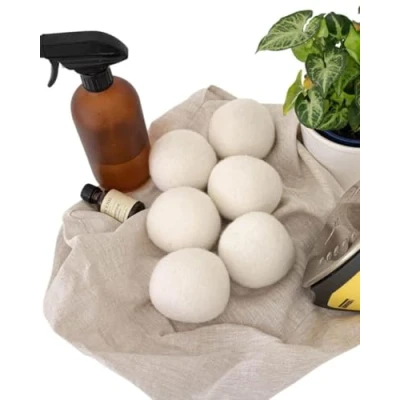 Image of Naturally Sheepskins 6 XL Wool Dryer Balls Organic 100% New Zealand Reusable, Hypoallergenic &amp; Baby Safe Reduce Clothing Wrinkles Drying Time
