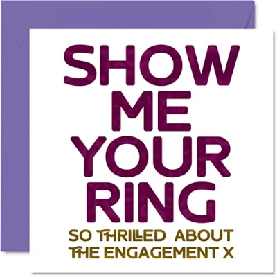 Image of Funny Engagement Cards for Couples Show Me Your Ring Congratulations Happy Gifts, Joke Congrats Card, 145mm x Banter Wedding Marriage Greeting Fiance Fiancee