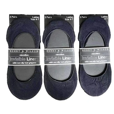 Image of **3 PAIRS** LADIES BERRY &amp; WILSON INVISIBLE / NO SHOW SOCKS UK 4 7 EU 37 41