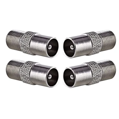 Image of ASCL 4 x F Socket Female to Coax Plug Male TV Aerial Connector Adaptor for Cable Lead