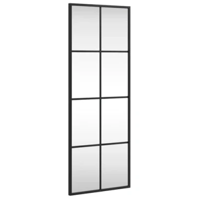 Image of vidaXL Wall Mounted Rectangular Mirror Black Iron Frame Glass 30x80 cm for Versatile Home Decor Use