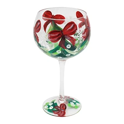 Image of Mistletoe Gin Glass, Hand Painted Lynsey Johnstone Design