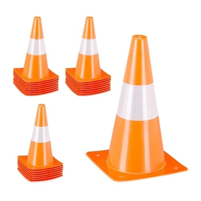 Image of Relaxdays Safety Cones, Set of 24, Football, Dog Training, Marking Traffic, 31 cm, Sports, Fitness, Reflective, Orange, x 18.5 cm