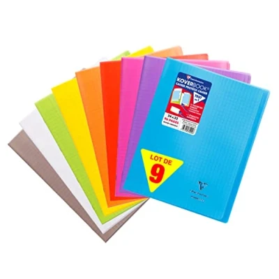 Image of Clairefontaine 86151AMZC Spiral Notepad Large Squares, 96 Pages, 24 x 32 cm, Pack of 9 Random Colour