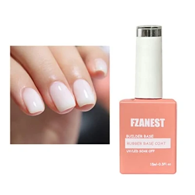 Image of FZANEST Rubber Base Gel Polish 15ml,Milky White 6 In 1 Builder For Nails A Bottle(BIAB),Nail Strengthener Nude Color,Quick Extension Soak Off UV Nail