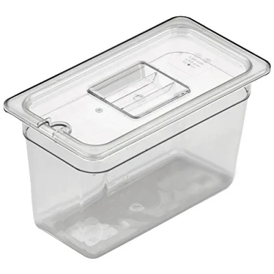 Image of Gastronorm PC 8132 Food Container Service Pan, Polycarbonate Dishwasher Safe BPA Free, 17.6 x 32.5 cm 6.5 Third Size, Clear
