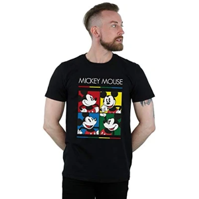 Image of Disney Men&#039;s Mickey Mouse Square Colour T Shirt Black Large